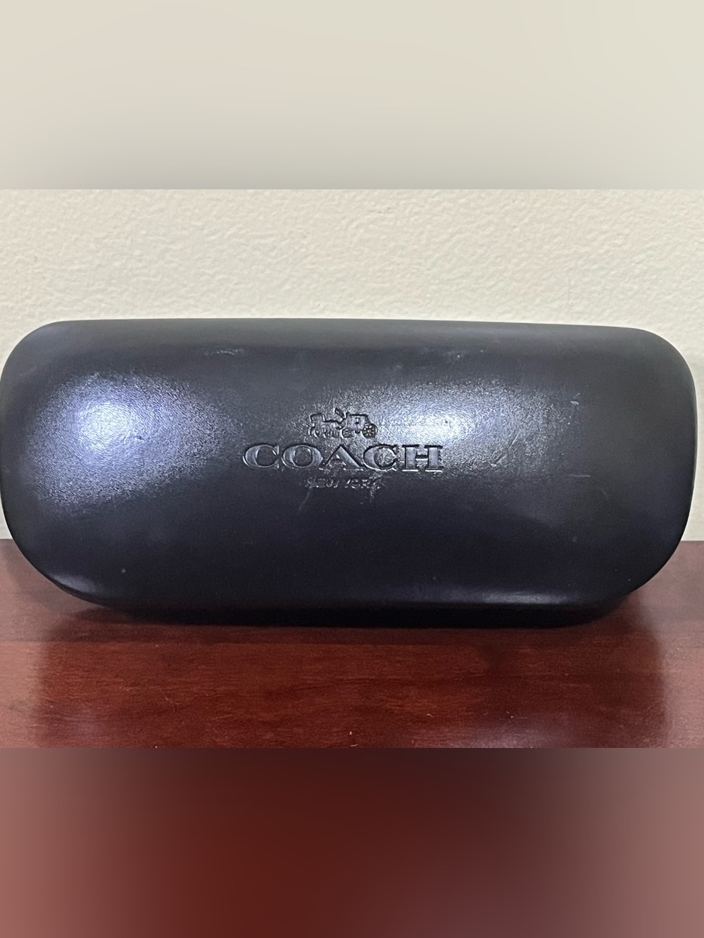 Coach Black Leather Eyewear Case with Embossed Logo